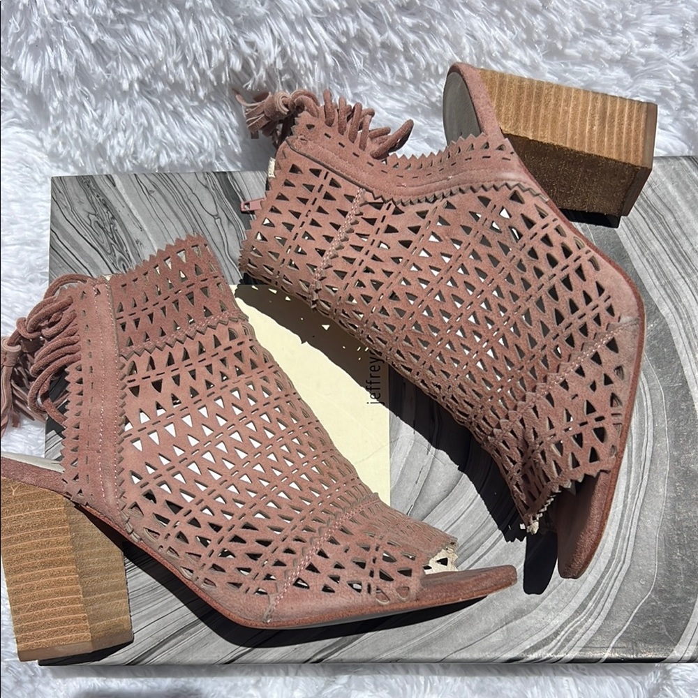 Jeffrey Campbell Ottawa-2 blush suede Wood shooties booties heel